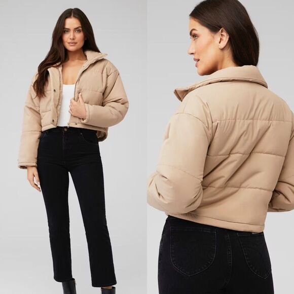 The FIFTH Label Beige Cropped Puffer Jacket Size Medium Warm Winter Coat - Picture 1 of 8